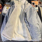 Wenkouban Women Double Sided Jacket Imitation Lambswool Winter Warm Coats Pattern Outerwear Oversized Tops Fashion Reversible Jacket 2022
