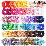Colorful Silk Satin Scrunchie Set 60Pcs Strong Elastic Bobble Hair Bands Traceless Hair Rope Accessory for Ponytail Holder