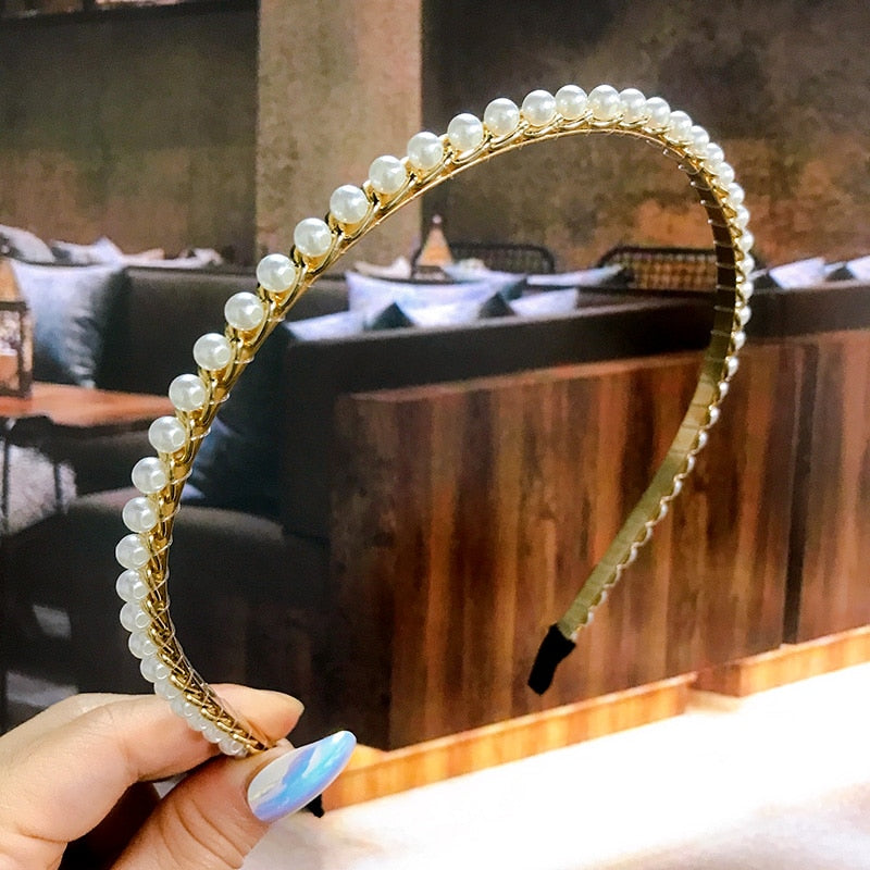 Wenkouban New 2022 Acetate Chain Gold Silver Bezel Hairbands Women's accessories Vintage Fashion Girls Headband Hoop Femme Hair Ornaments
