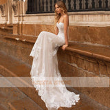 Elegant Wedding Dresses 2021 Sweetheart Neck Sleeveless Lace Appliques Court Train Bridal Gowns Vestido De Novia Custom
