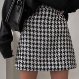 Wenkouban Plaid Mini Skirt Women Black White Fashion Official Faldas 2023 Mujer Korean Style High Waist Short Jupe