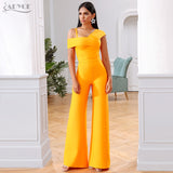 Wenkouban 2022 New Summer Orange 2 Two Pieces Sets Sexy Spaghetti Strap Short Sleeve Tops & Long Pants Women Fashion Club Party Sets