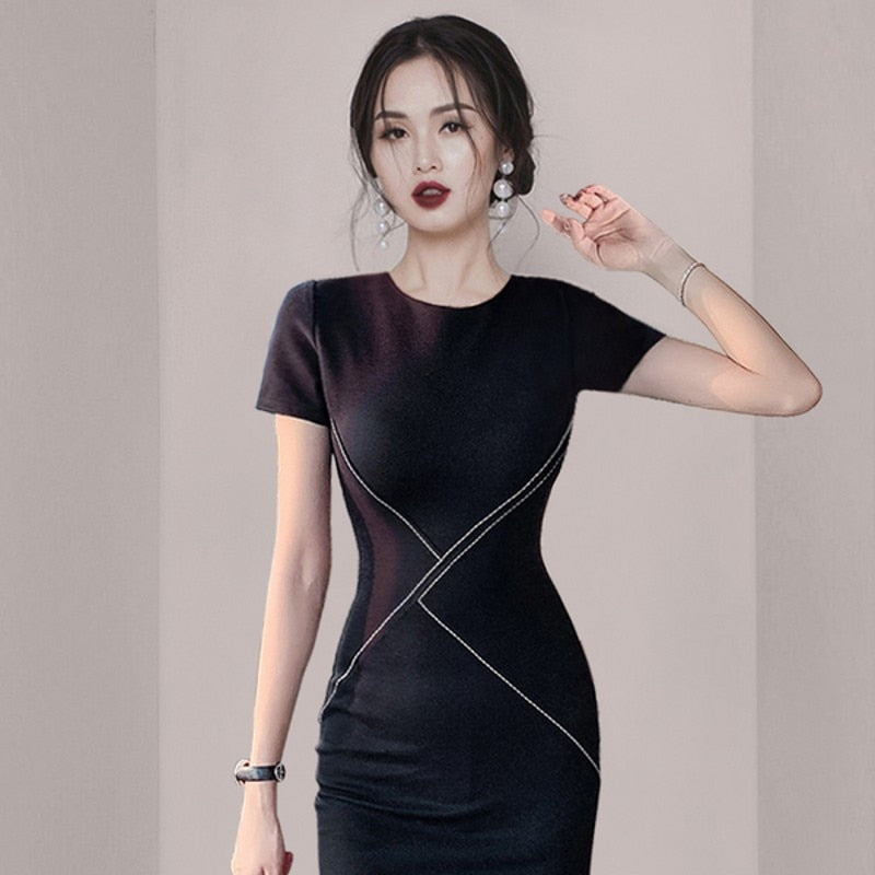 Wenkouban 2023 Summer  Fashion  Temperament Women OL  Short Sleeve O Neck  Ruffled Hip Fishtail Dress