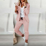 Wenkouban Autumn Women Casual Two Piece Work Wear Fashion Suit Sets Long Sleeve Plaid Print Blazer Coat & Drawstring Pants Set