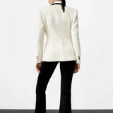 Women's 2022 Fall New Hit Color Trim Texture Solid Color Suit Jacket Fashion Temperament All-match Female Chic Blazer