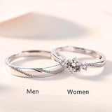 Wenkouban Sterling Silver Angel And Devil Couple Rings Wing Feather Opening Rings For Women Men Lovers Party Jewelry