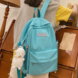 Wenkouban New Girl Laptop Waterproof Backpack Trendy Solid Color College Student Bag Female Kawaii Bag Lady Travel Backpacks Fashion Women