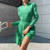 Wenkouban Knit Women's Pleated Skirt Slim Pullovers Set 2022 Autumn Buttons Long Sleeve Knitwear Mini Skirt Sets Ladies Party Tops Suits