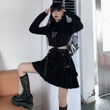 Christmas Gift Spring Large Size Streetwear Two-Piece Skirt Spring Plus Size 4XL Punk Chain Ribbon Skirts Women 2 Piece Suit For Female
