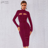 Wenkouban 2022 New Autumn Women White Bodycon Bandage Dress Long Sleeve Sexy Hollow Out Club Celebrity Evening Party Dress Vestidos