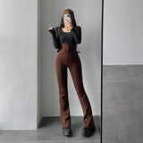 Wenkouban Sexy Fashion Bandage Halter Neck High Waist Slim Skinny Overalls Casual Flare Pants Women's Fashion Trousers Korean Women G9J9