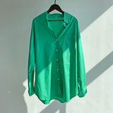 Christmas Gift  Green Shirt Women 2022 Y2K Chemise Femme Long Sleeve Oversized Casual Camisas De Mujer Tops
