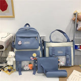 Wenkouban 4piece Set Cute Women Backpack Sets Kawaii School Bags For Teenager Girls High Capacity School Backpack
