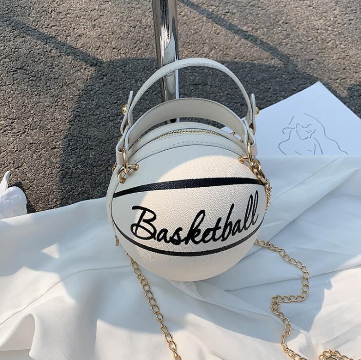 Wenkouban Bake To School Small Personality Basketball Hand Bag Fashion Women Chains Handbag Creative Letter Shoulder Messenger Bag Female Mini Round Tote