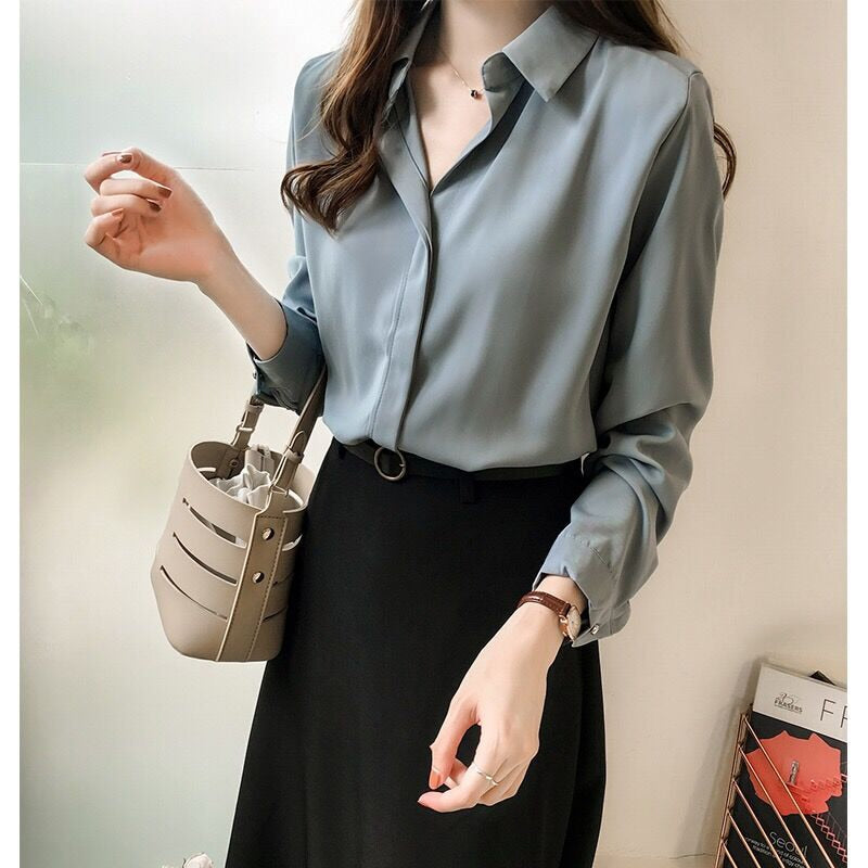 Graduation Gifts Autumn Women 2022 Fashion Blouses Solid Plus Size Female Clothes Loose Shirt Long Sleeve Blouse Simple OL Feminine Blusa Mujer