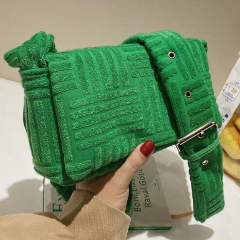 Wenkouban Bake To School Luxury 2023 New Retro Suede Towel Material Small Square Bag Fashion Simple Shoulder Messenger Bag Outdoor Versatile Shoulder Bag