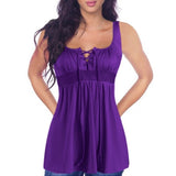 Wenkouban Women Casual  New Summer Sleeveless V-Neck High Waisted Shirts Tanks Top Mujer Purple Plus Size 5XL Solid Criss Cross Tank Tops