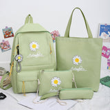 Wenkouban 4Pcs/Set Women School Backpacks Schoolbag Daisy Canvas For Teenagers Girls Student Book Bag Boys Satchel Bolsas Mochilas Sac New