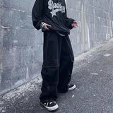 Wenkouban Back To School  Black Cargo Pants For Men Baggy Wide Leg Trousers Male Autumn Men's Cargo Trousers Japanese Streetwear Hip Hop Harajuku