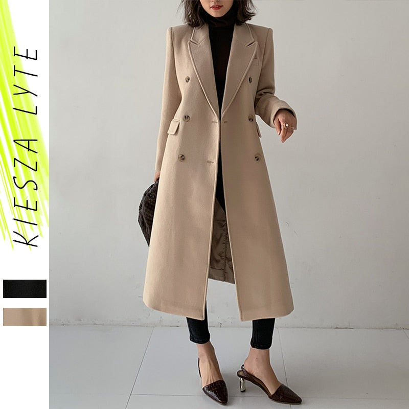 Wenkouban Wool Coat Women Runway Luxury Vintage Long Sleeve Wool & Blends Warm Woollen Quilted Coats Jacket Ladies Outwear 2021 Winter