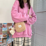 Wenkouban  Japanese Style Imitation Lamb Hair Bag For Women  Fashion Plush Small Crossbody Bags Flap Shoulder Bag Women Phone Bag Bolsa