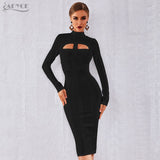 Wenkouban 2022 New Autumn Women White Bodycon Bandage Dress Long Sleeve Sexy Hollow Out Club Celebrity Evening Party Dress Vestidos