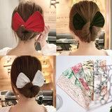 Wenkouban Trend Long Magic Twist Bow Tie Hairpin Styling Tool Floral Print Hairbands Korean Big Ponytail Holder Hair Accessories For Women