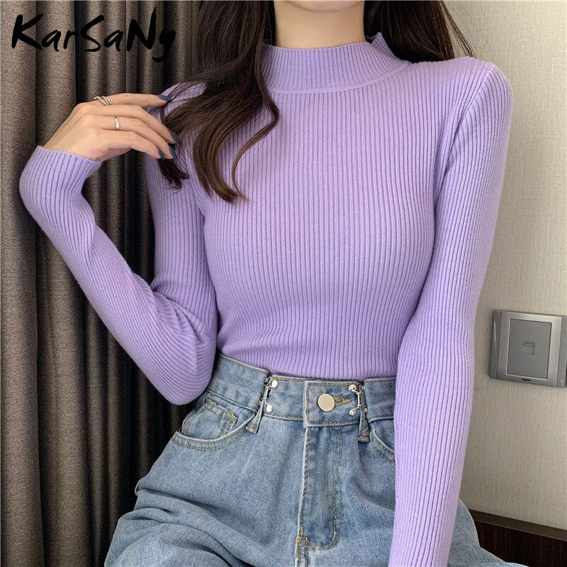 Back To School Autumn Women Sweaters And Pullovers Turtleneck Slim Women's Jumper White Knitted Tops Winter Ladies Sweater Woman 2022 Korean