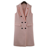 Wenkouban New Fashion  Women Autumn Vest Red White Pink And Yellow Lapel Solid Color Vest Coat