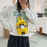Wenkouban Cute Plush Toy Inside Chest Bag For Women Casual Canvas Bag Women Crossbody Bags Letter Print Strap Shoulder Bag Women Bolso Sac