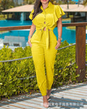 Wenkouban 2023 Summer Fashion Women's Suit Short Sleeve Puff Sleeve Top High Waist Slim Pants Elegant Casual Suit Office Lady 2-piece Set