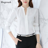 Graduation Gifts   Spring Plus Size Chiffon Blouse Women 2022 Long Sleeve O-neck White Shirt Women Office Lady Elegant Women Blouses Blusas 861B