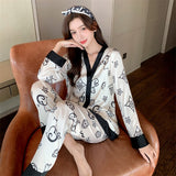 Wenkouban New Autumn Women's Pajamas Set Luxury Style Houndstooth Print Sleepwear Silk Like Nightie Leisure Homewear Nightwear Set