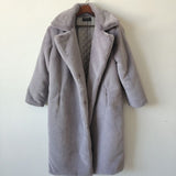 Wenkouban Winter Women High Quality Faux Rabbit Fur Coat Luxury Long Fur Coat Loose Lapel OverCoat Thick Warm Plus Size Female Plush Coats