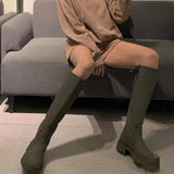 Wenkouban 2023 New Round Toe Platform Women Knee High Boots Slip On Casual Chunky Heel Women Long Boots Luxury Brand Designer Winter Shoes