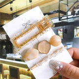 Wenkouban 6pcs Hair Accessories for Women Acrylic Hair Clip Pins Set Big Crystal Pearl Starfish Geometric Gold Headwear Girl Barrette 2022