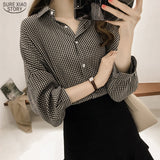 Graduation Gifts  Korean Puff Sleeve Women Tops and Blouse 2022 Spring Plaid Shirt Women Plus Size Office Lady Blouse 4XL Clothes Blusas 8809 50