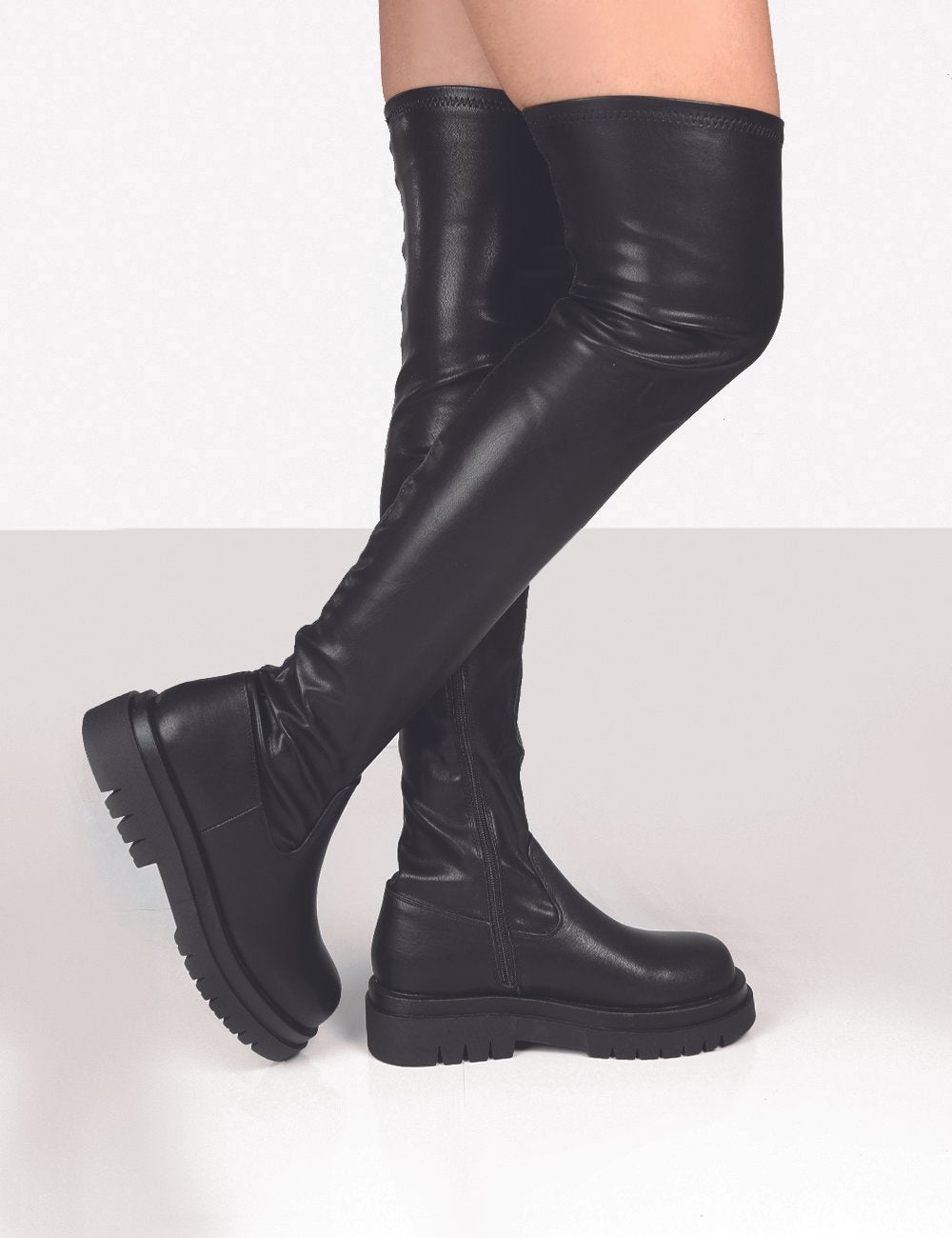 Wenkouban Platform Chunky Heel Zipper Ladies Thigh High Boots Fashion Comfy Black Design Casual Over The Knee Boots For Women