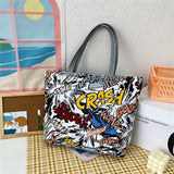 Wenkouban  Fashion Folding Women Big Size Handbag Tote Ladies Casual Flower Printing Canvas Graffiti Shoulder Bag Beach Bolsa Feminina