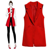 Wenkouban Vest For Women Sleeveless Jacket Coat Long Vest Blazer Formal Work Ladies Office Vintage Slim Suit Waistcoat Female Plus Size
