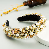 Baroque Hand Made Pearl Beading Gemstone Retro Luxury Hairbands ZA Hair Accessories Hair Bows Flower Crown Headbands For Women