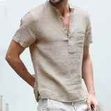 Wenkouban New Men's Short-Sleeved T-shirt Cotton and Linen Led Casual Men's T-shirt Shirt Male  Breathable S-3XL