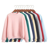 Wenkouban Woman Sweatshirts 2022 Sweet Korean O-neck Knitted Pullovers Thick Autumn Winter Candy Color Loose Hoodies Solid Womens Clothing