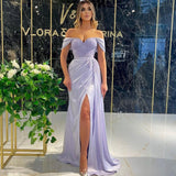 Sexy Prom Dresses 2022 Off Shoulder Sequins Evening Dress Saudi Arabia High Split Night Cocktail Party Gowns Plus Size