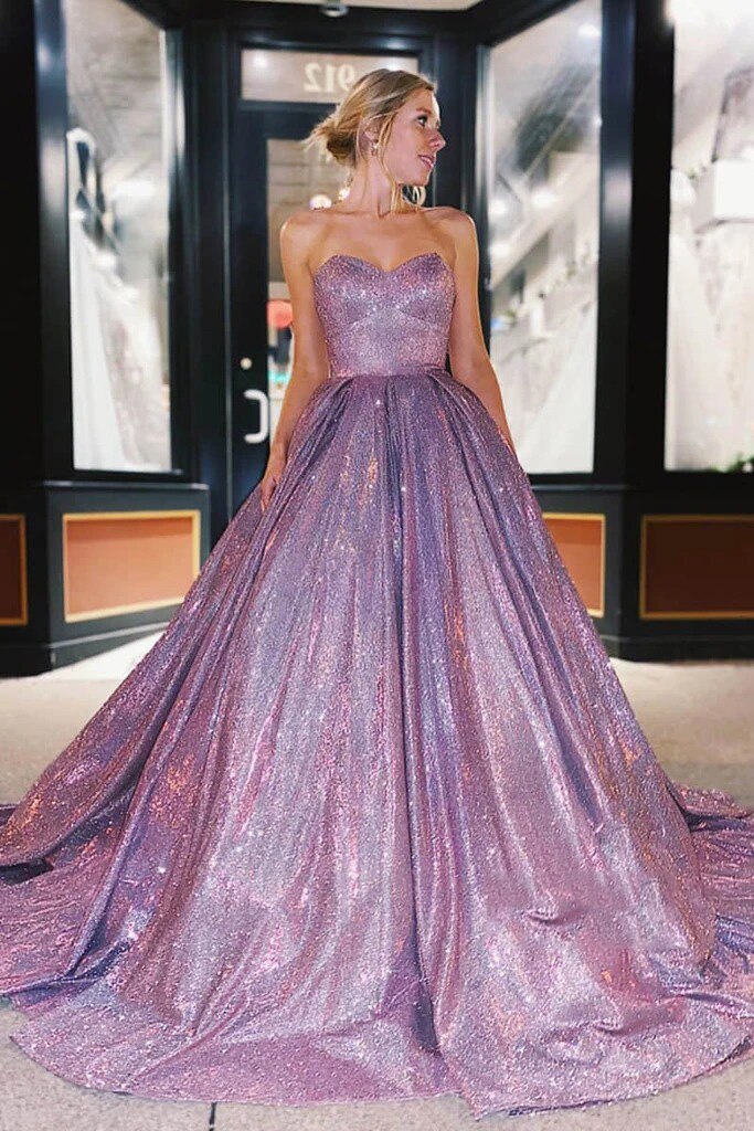 Elbisesi Sequins Evening Dresses Long with Pockets 2023 Ball Gown Sweetheart Robe De Soiree Vestidos De Fiesta
