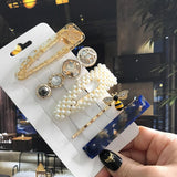 Wenkouban 4PCS Hair Clips Set Crystal Simulation Pearl Hair Accessories Fashion Barrettes For Women Bees Star Heart Hairgrip Hairpins 2022