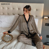 Wenkouban Women's Pajamas Set Letters Partern 3 Pieces Robe Sling Shorts Sleepwear Silk Like Fashion Female Home Clothes Nightwear