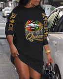Wenkouban 2022 Ladies Loungewear Round Neck Poker Letter Print Long Sleeve Plus Size Women Clothing Street Style Winter Casual Dresses