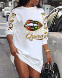 Wenkouban 2022 Ladies Loungewear Round Neck Poker Letter Print Long Sleeve Plus Size Women Clothing Street Style Winter Casual Dresses