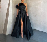 Wenkouban Evening Dress Long With Pockets 2023 Sweetheart Satin Formal Dresses Robe De Soiree A-Line Side Split Vestidos Formales